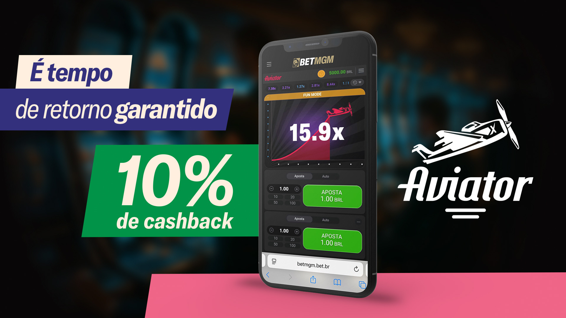 Logo Aviator: Recompensa em dobro: diversão + cashback!
