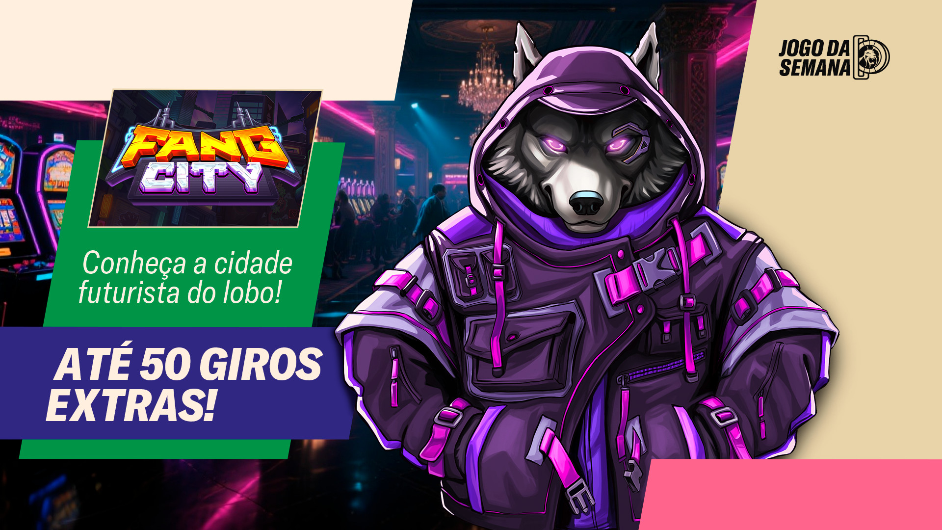 Conheça a cidade futurista do lobo! até 50 giros extras!