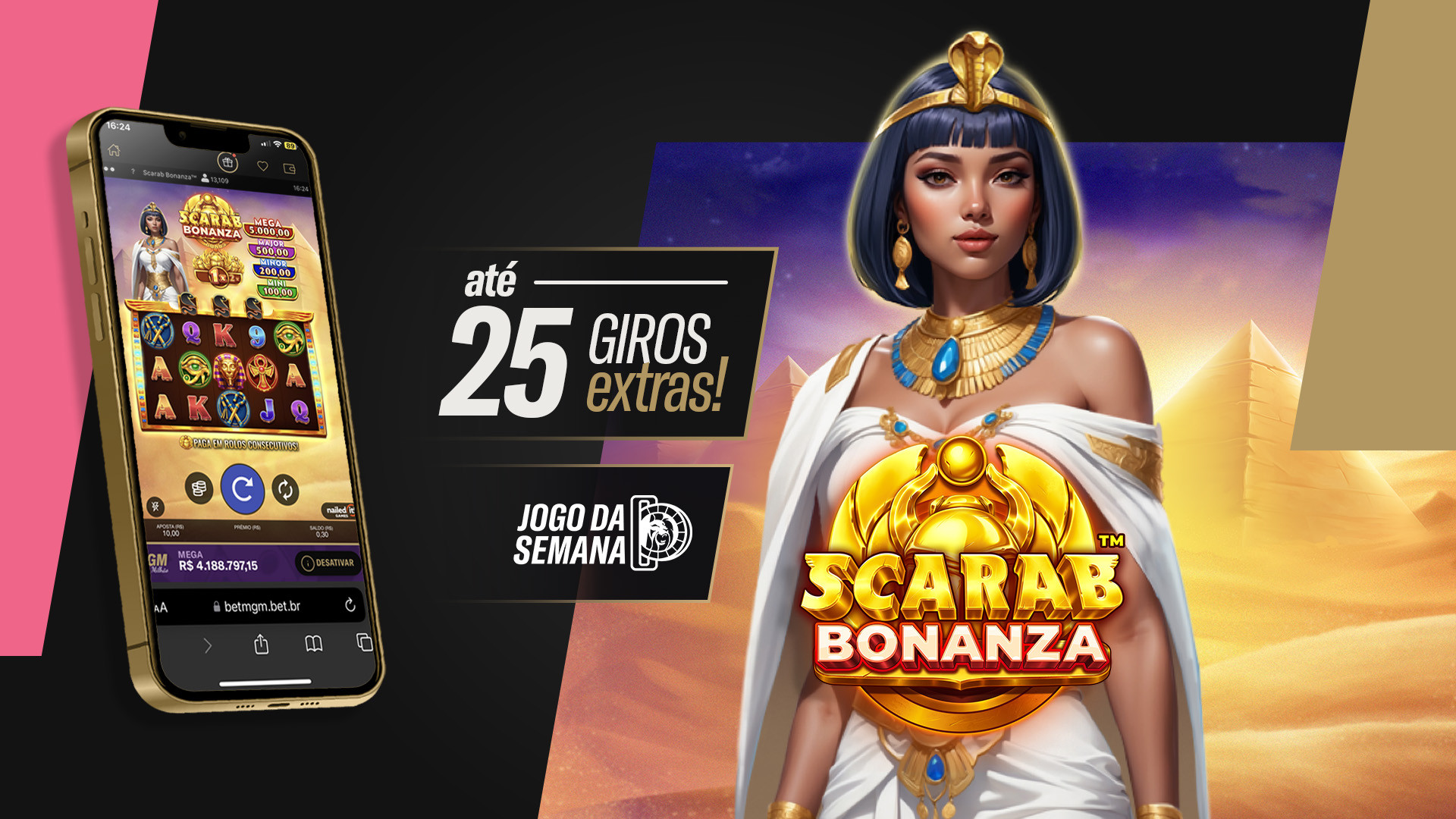 Até vinte e cinco giros Extras no Scarab Bonanza!