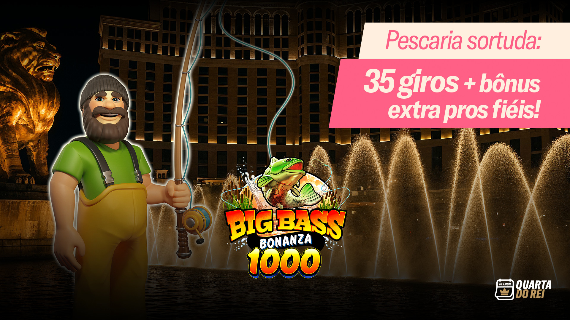 Pescaria sortuda: 35 giros + bônus extra pros fieis!