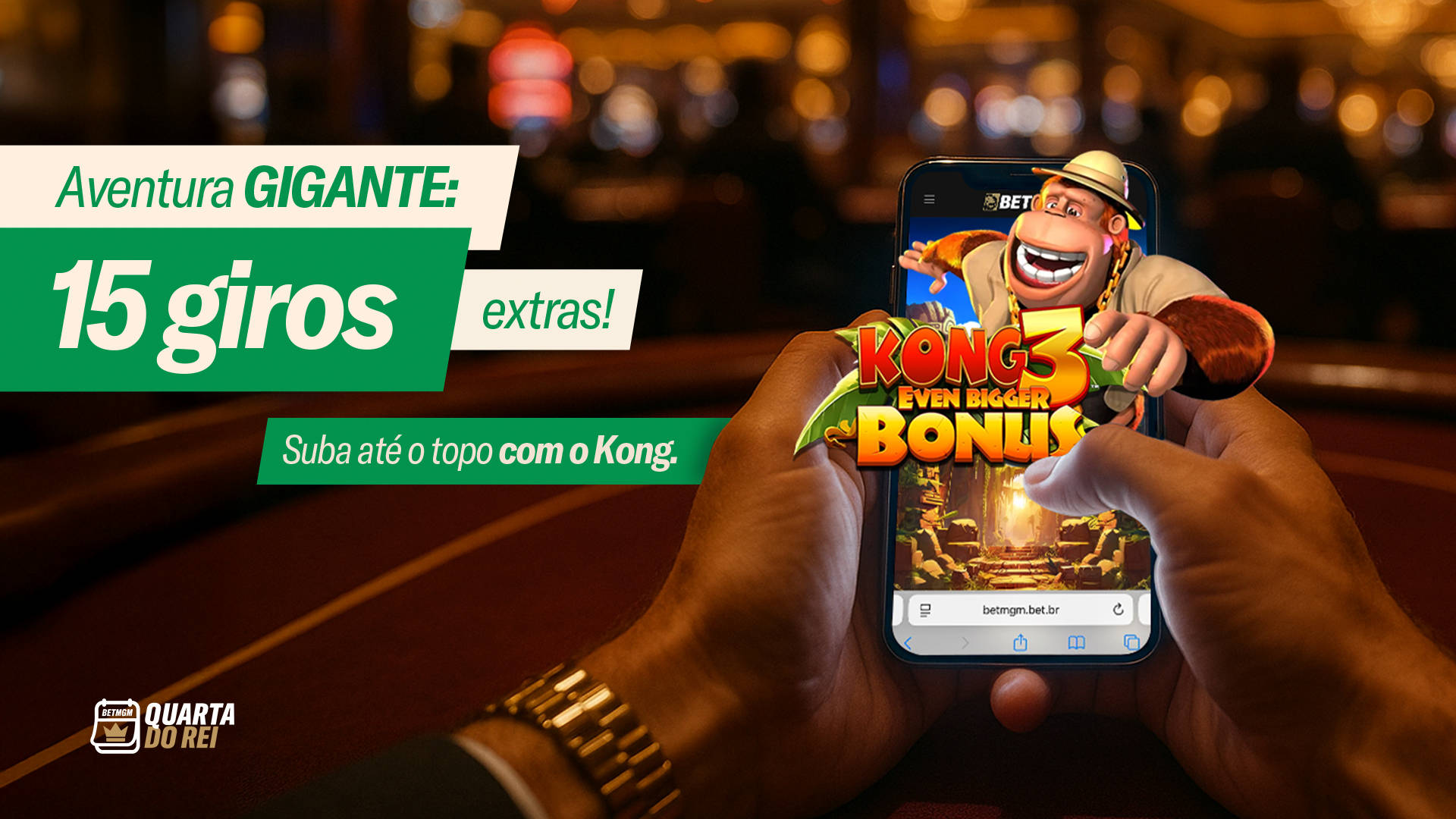 Aventura Gigante: 15 giros extras! suba até o topo com o Kong